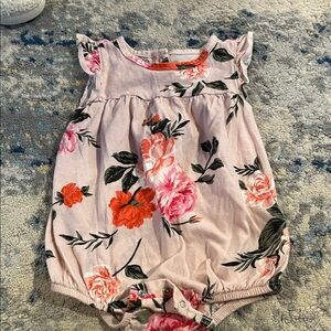 Old Navy Pink and Orange Floral Baby Romper